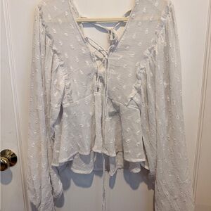 ASOS Curve White Sheer Textured Blouse